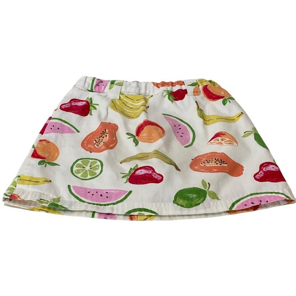 (4-115) Gymboree White Skort with Fruit Two Front Pockets & Zipper - Picture 9 of 10